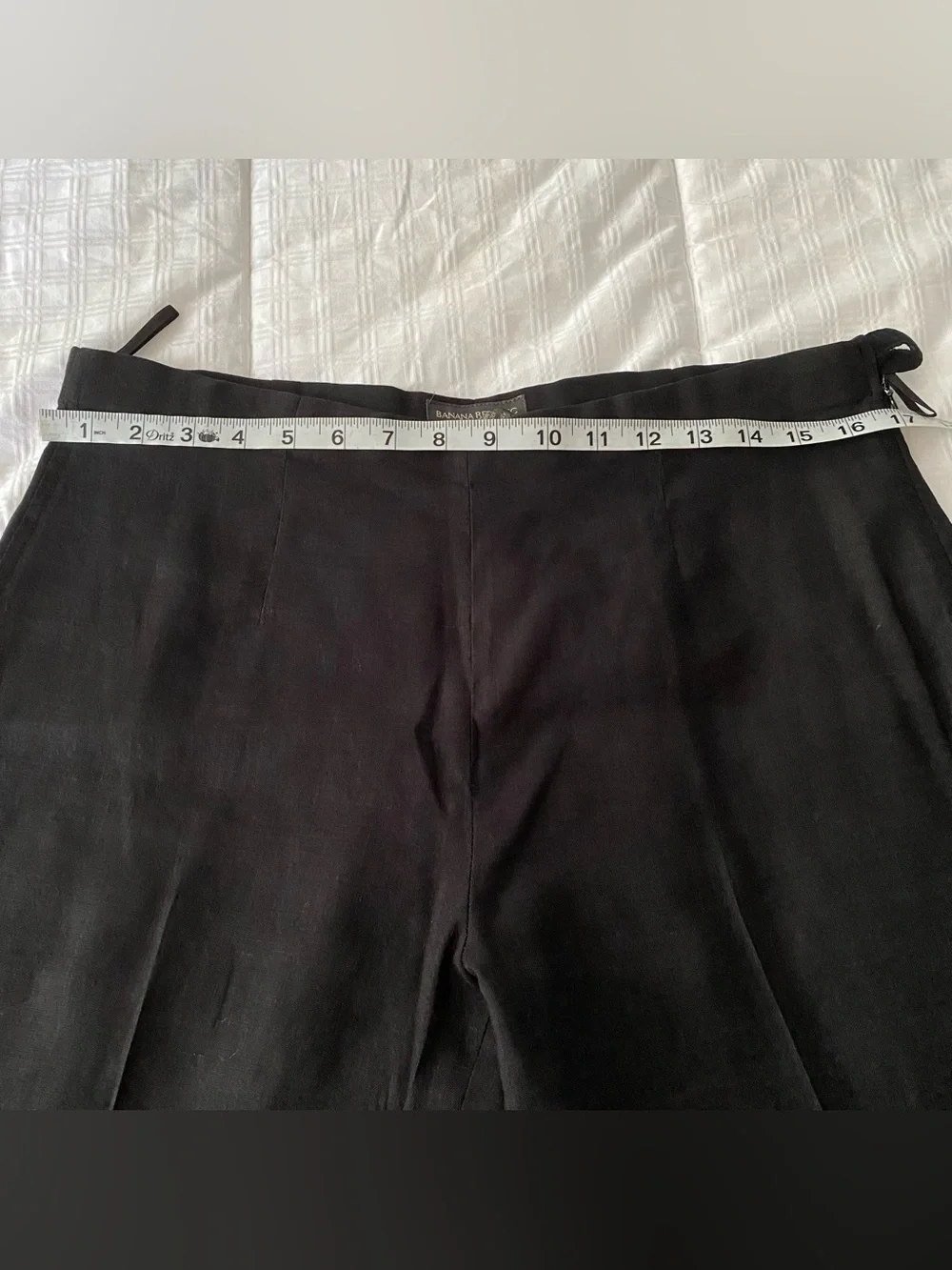 Banana Republic Dress Pants Womens 8 Black Linen Blend Wide Leg Trouser Elegant